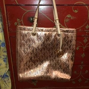 Michael Kors Rose Gold Metallic Tote